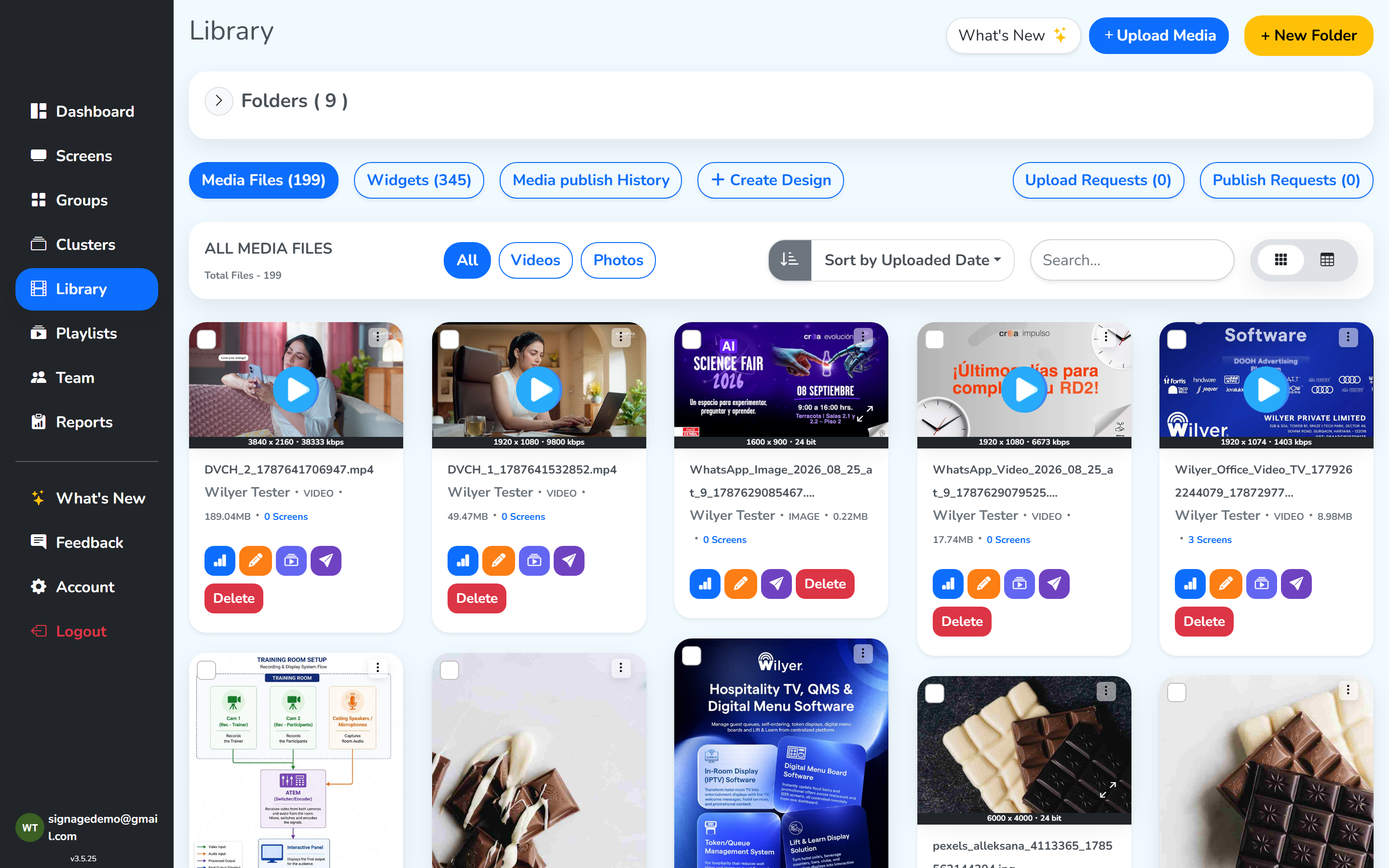 The Library, listing every image and video on the account