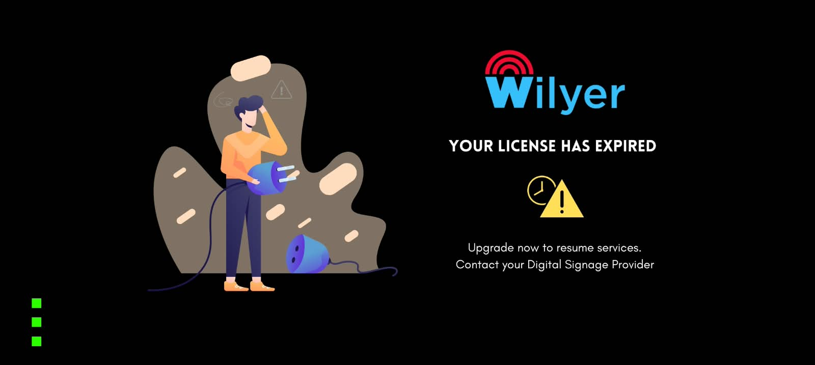 The License Expired screen a player shows once its license runs out