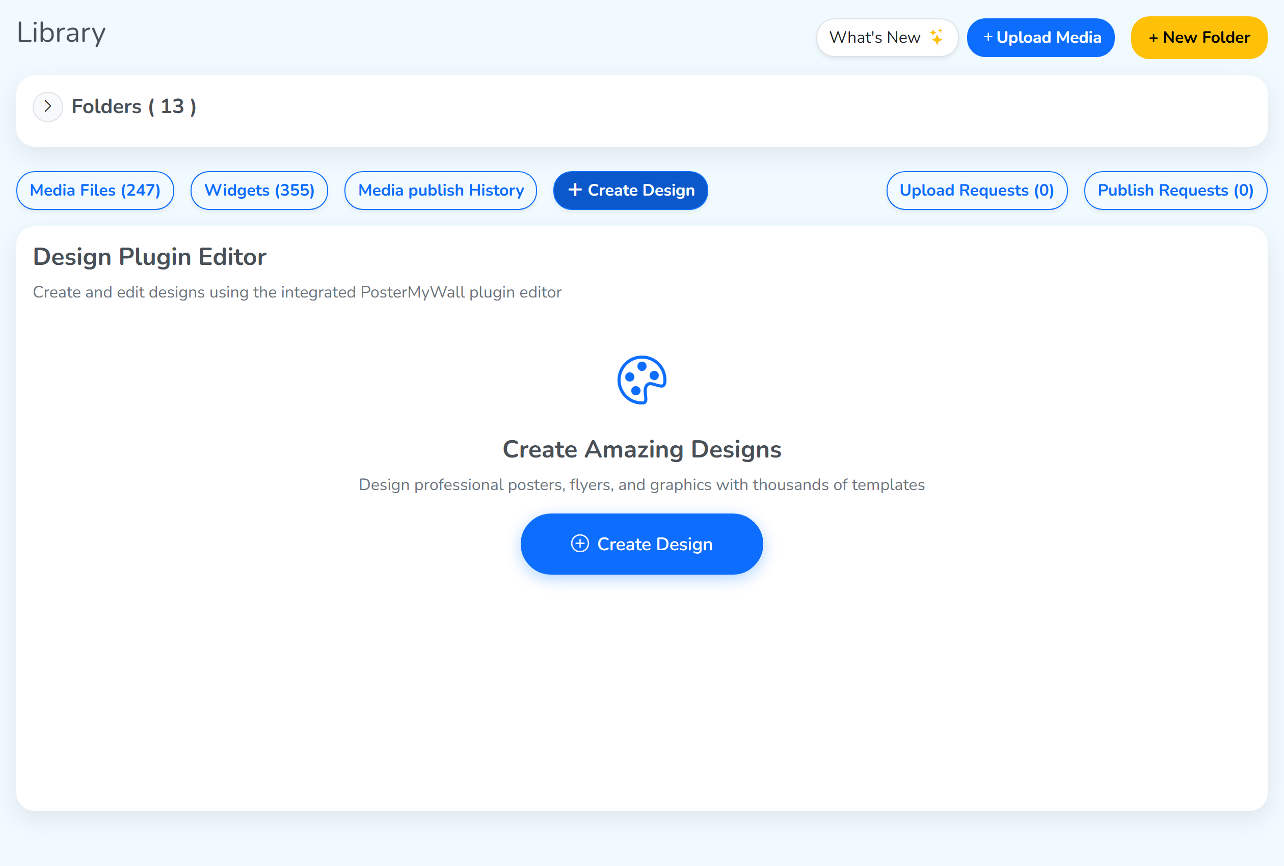 The Create Design tab, with the design editor waiting behind its Create Design button