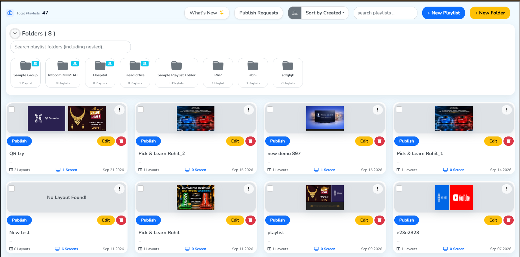 The Sample Group folder, showing it holds one playlist