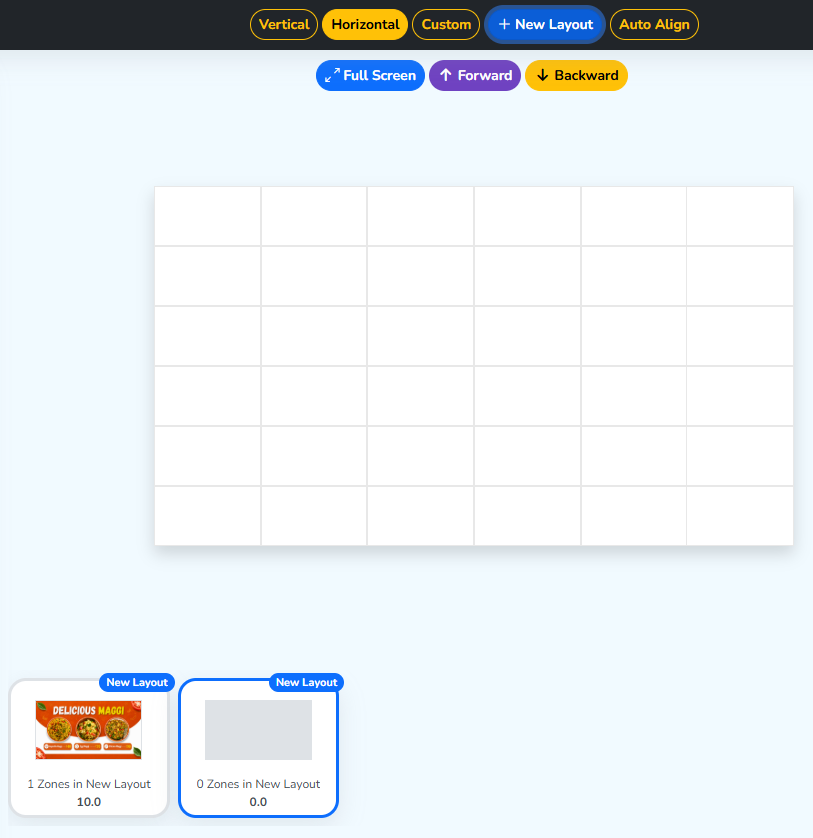 Two layout tiles below the canvas, after adding a new layout