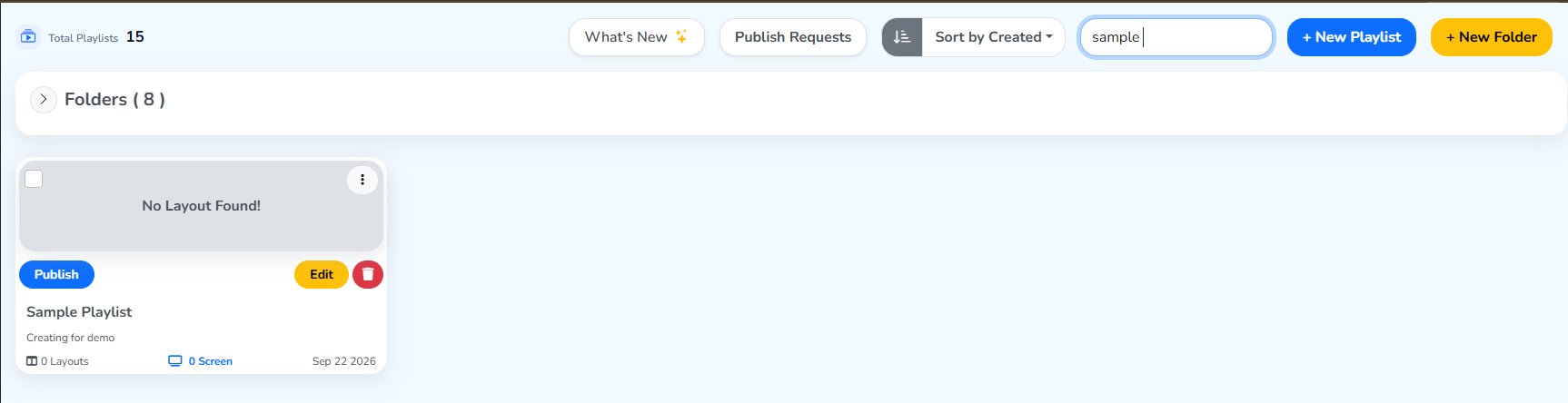 Finding the sample playlist with the search bar