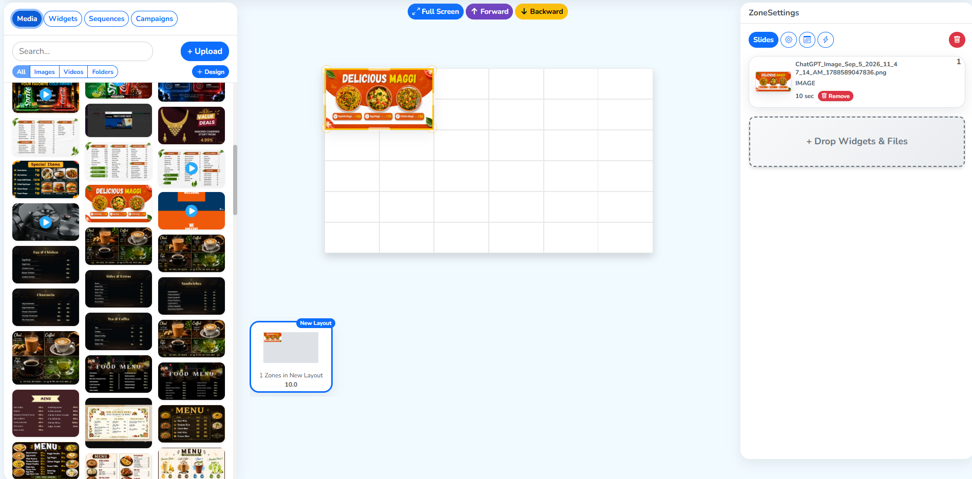 The Media tab in the left panel