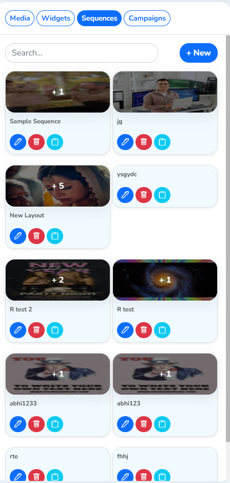 The new sequence tile in the left panel
