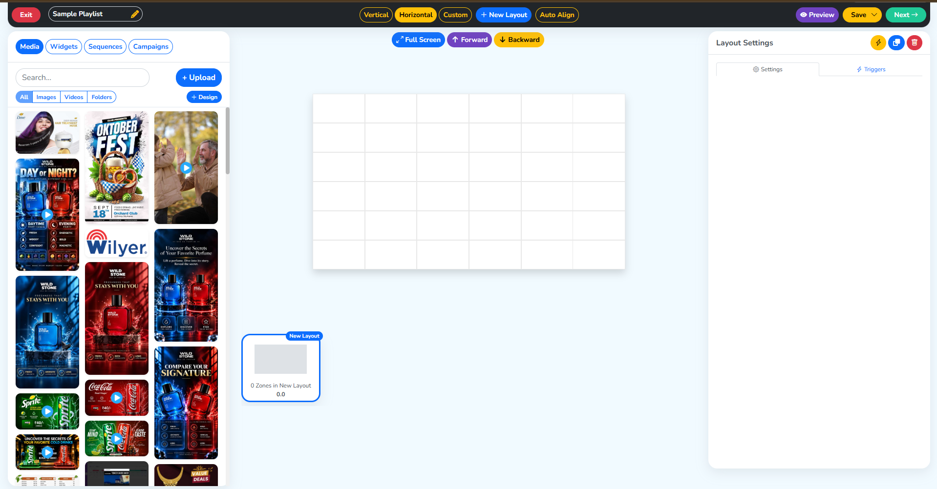 The playlist customizing panel, opened right after creating a new playlist